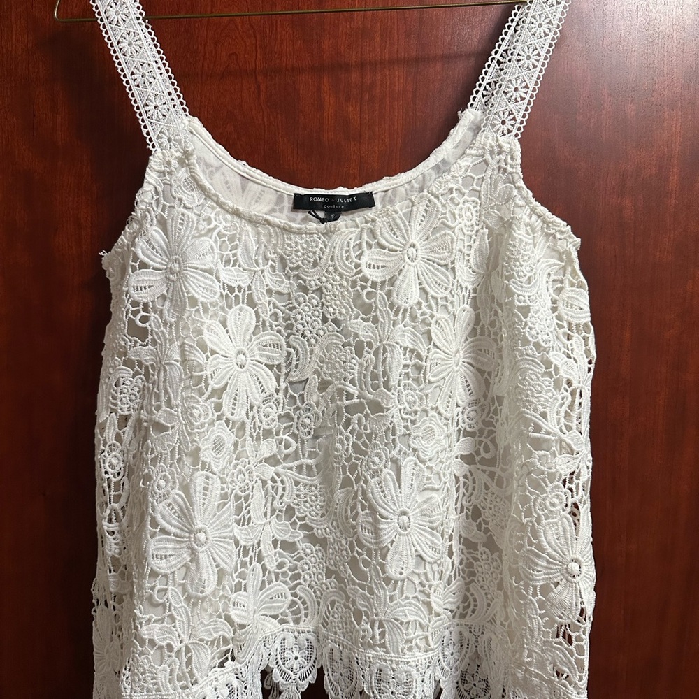 White Lace Sleeveless Top